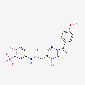 molecular formula C22H15ClF3N3O3S B2741050 N-[4-氯-3-(三氟甲基)苯基]-2-[7-(4-甲氧苯基)-4-氧代噻吩[3,2-d]嘧啶-3(4H)-基]乙酰胺 CAS No. 1207044-29-8