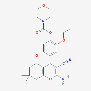 molecular formula C25H29N3O6 B274106 4-(2-amino-3-cyano-7,7-dimethyl-5-oxo-5,6,7,8-tetrahydro-4H-chromen-4-yl)-2-ethoxyphenyl 4-morpholinecarboxylate 