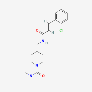 molecular formula C18H24ClN3O2 B2741060 (E)-4-((3-(2-氯苯基)丙烯酰胺基)甲基)-N,N-二甲基哌啶-1-甲酸酰胺 CAS No. 2035019-48-6