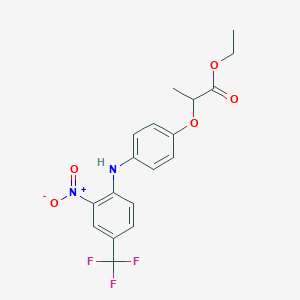 molecular formula C18H17F3N2O5 B2741067 Ethyl 2-[4-[2-nitro-4-(trifluoromethyl)anilino]phenoxy]propanoate CAS No. 73553-87-4