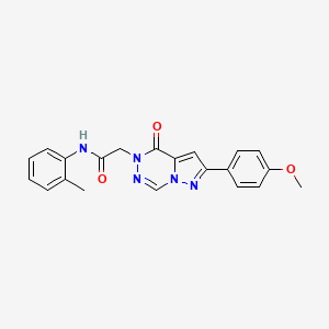 molecular formula C21H19N5O3 B2741093 2-[2-(4-甲氧基苯基)-4-氧代吡唑并[1,5-d][1,2,4]三嗪-5(4H)-基]-N-(2-甲基苯基)乙酰胺 CAS No. 1031944-41-8