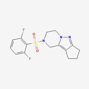 molecular formula C15H15F2N3O2S B2741098 2-((2,6-difluorophenyl)sulfonyl)-2,3,4,7,8,9-hexahydro-1H-cyclopenta[3,4]pyrazolo[1,5-a]pyrazine CAS No. 2034510-45-5