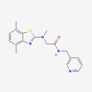 molecular formula C18H20N4OS B2741104 2-((4,7-二甲基苯并[d]噻唑-2-基)(甲基)氨基)-N-(吡啶-3-基甲基)乙酰胺 CAS No. 1351646-98-4