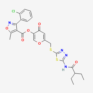 6-(((5-(2-ethylbutanamido)-1,3,4-thiadiazol-2-yl)thio)methyl)-4-oxo-4H-pyran-3-yl 3-(2-chlorophenyl)-5-methylisoxazole-4-carboxylate