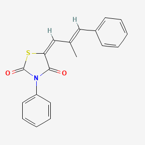 molecular formula C19H15NO2S B2741116 (E)-5-((E)-2-甲基-3-苯基丙烯基)-3-苯基噻唑烷-2,4-二酮 CAS No. 1321680-15-2