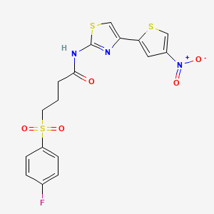 molecular formula C17H14FN3O5S3 B2741129 4-((4-fluorophenyl)sulfonyl)-N-(4-(4-nitrothiophen-2-yl)thiazol-2-yl)butanamide CAS No. 941907-34-2