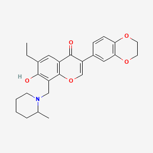 3-(2,3-dihydrobenzo[b][1,4]dioxin-6-yl)-6-ethyl-7-hydroxy-8-((2-methylpiperidin-1-yl)methyl)-4H-chromen-4-one