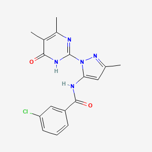 molecular formula C17H16ClN5O2 B2741164 3-chloro-N-(1-(4,5-dimethyl-6-oxo-1,6-dihydropyrimidin-2-yl)-3-methyl-1H-pyrazol-5-yl)benzamide CAS No. 1004680-21-0
