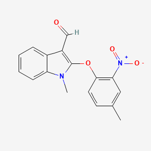 molecular formula C17H14N2O4 B2741170 1-甲基-2-(4-甲基-2-硝基苯氧基)-1H-吲哚-3-甲醛 CAS No. 338416-90-3