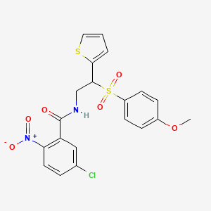 molecular formula C20H17ClN2O6S2 B2741184 5-chloro-N-(2-((4-methoxyphenyl)sulfonyl)-2-(thiophen-2-yl)ethyl)-2-nitrobenzamide CAS No. 923677-41-2