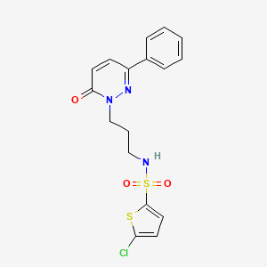 molecular formula C17H16ClN3O3S2 B2741196 5-氯-N-(3-(6-氧代-3-苯基吡啶并[1,6]嗪-1(6H)-基)丙基)噻吩-2-磺酰胺 CAS No. 1021091-21-3
