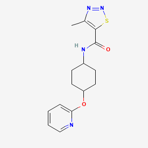 molecular formula C15H18N4O2S B2741203 4-甲基-N-((1r,4r)-4-(吡啶-2-氧基)环己基)-1,2,3-噻二唑-5-羧酰胺 CAS No. 2034222-59-6