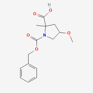 molecular formula C15H19NO5 B2741205 1-[(Benzyloxy)carbonyl]-4-methoxy-2-methylpyrrolidine-2-carboxylic acid CAS No. 2044712-89-0