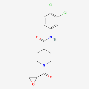 molecular formula C15H16Cl2N2O3 B2741211 N-(3,4-Dichlorophenyl)-1-(oxirane-2-carbonyl)piperidine-4-carboxamide CAS No. 2411238-75-8