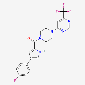 molecular formula C20H17F4N5O B2741229 (4-(4-氟苯基)-1H-吡咯-2-基)(4-(6-(三氟甲基)嘧啶-4-基)哌嗪-1-基)甲酮 CAS No. 2034411-14-6