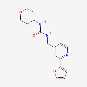 molecular formula C16H19N3O3 B2741251 1-((2-(furan-2-yl)pyridin-4-yl)methyl)-3-(tetrahydro-2H-pyran-4-yl)urea CAS No. 2034549-36-3
