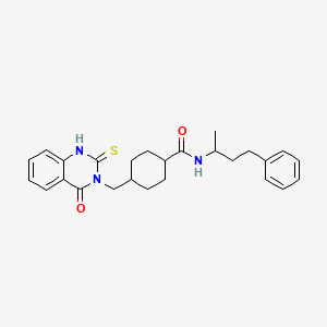 molecular formula C26H31N3O2S B2741255 4-((4-氧代-2-硫代-1,2-二氢喹唑啉-3(4H)-基甲基)-N-(4-苯基丁基)环己烷羧酰胺 CAS No. 958584-16-2