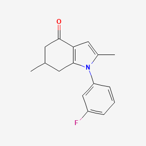 molecular formula C16H16FNO B2741257 1-(3-Fluorophenyl)-2,6-dimethyl-5,6,7-trihydroindol-4-one CAS No. 1023539-15-2
