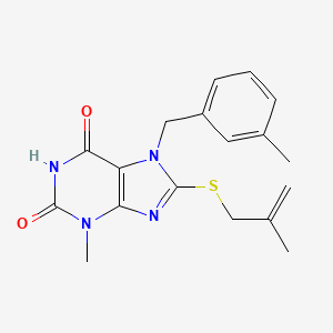 molecular formula C18H20N4O2S B2741277 3-methyl-8-((2-methylallyl)thio)-7-(3-methylbenzyl)-1H-purine-2,6(3H,7H)-dione CAS No. 442864-83-7