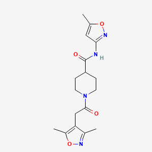 molecular formula C17H22N4O4 B2741289 1-(2-(3,5-dimethylisoxazol-4-yl)acetyl)-N-(5-methylisoxazol-3-yl)piperidine-4-carboxamide CAS No. 1226439-47-9