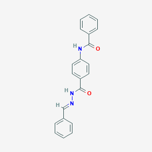 molecular formula C21H17N3O2 B274129 N-{4-[(2-benzylidenehydrazino)carbonyl]phenyl}benzamide 