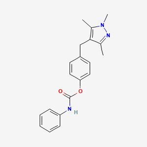 molecular formula C20H21N3O2 B2741295 4-[(1,3,5-trimethyl-1H-pyrazol-4-yl)methyl]phenyl N-phenylcarbamate CAS No. 318284-33-2