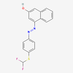 molecular formula C17H12F2N2OS B2741304 (E)-4-((4-((二氟甲基)硫基)苯基偶氮基)萘-2-酚 CAS No. 327089-58-7