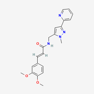 (E)-3-(3,4-Dimethoxyphenyl)-N-[(2-methyl-5-pyridin-2-ylpyrazol-3-yl)methyl]prop-2-enamide