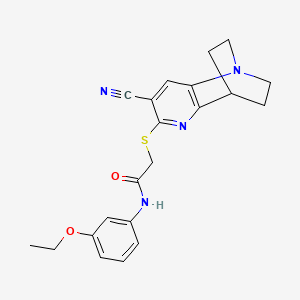 molecular formula C21H22N4O2S B2741309 2-[(7-cyano-3,4-dihydro-2H-1,4-ethano-1,5-naphthyridin-6-yl)sulfanyl]-N-(3-ethoxyphenyl)acetamide CAS No. 899368-66-2
