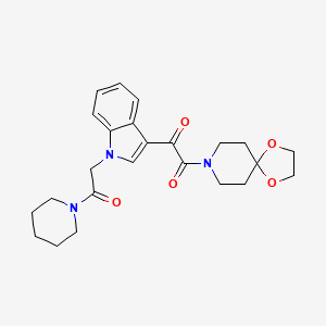 molecular formula C24H29N3O5 B2741320 1-(1-(2-oxo-2-(piperidin-1-yl)ethyl)-1H-indol-3-yl)-2-(1,4-dioxa-8-azaspiro[4.5]decan-8-yl)ethane-1,2-dione CAS No. 872860-78-1