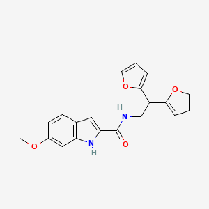 molecular formula C20H18N2O4 B2741356 N-(2,2-di(furan-2-yl)ethyl)-6-methoxy-1H-indole-2-carboxamide CAS No. 2097934-49-9