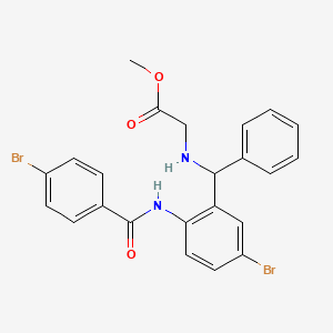 molecular formula C23H20Br2N2O3 B2741364 Methyl 2-(((5-bromo-2-(4-bromobenzamido)phenyl)(phenyl)methyl)amino)acetate CAS No. 312734-21-7