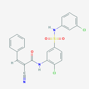 molecular formula C22H15Cl2N3O3S B2741368 (Z)-N-[2-Chloro-5-[(3-chlorophenyl)sulfamoyl]phenyl]-2-cyano-3-phenylprop-2-enamide CAS No. 326185-29-9