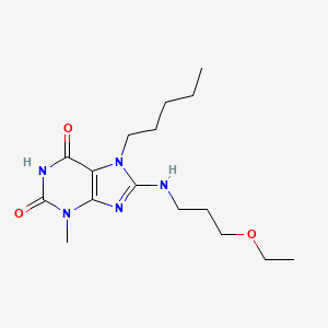 8-((3-ethoxypropyl)amino)-3-methyl-7-pentyl-1H-purine-2,6(3H,7H)-dione