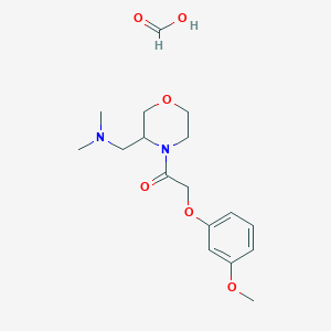 molecular formula C17H26N2O6 B2741379 1-(3-((二甲胺基)甲基吗啉-4-基)-2-(3-甲氧基苯氧基)乙酮甲酸酯 CAS No. 1421475-29-7