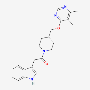 1-(4-(((5,6-dimethylpyrimidin-4-yl)oxy)methyl)piperidin-1-yl)-2-(1H-indol-3-yl)ethan-1-one