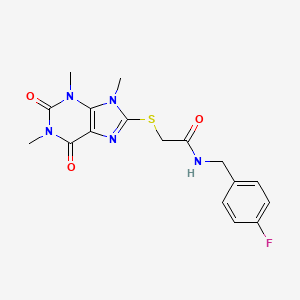 N-[(4-fluorophenyl)methyl]-2-(1,3,9-trimethyl-2,6-dioxopurin-8-yl)sulfanylacetamide