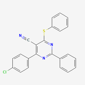 4-(4-Chlorophenyl)-2-phenyl-6-(phenylsulfanyl)-5-pyrimidinecarbonitrile