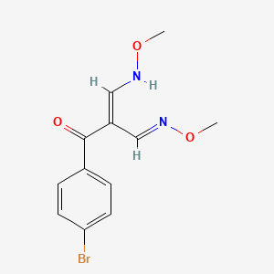 molecular formula C12H13BrN2O3 B2741396 (E)-1-(4-Bromophenyl)-3-(methoxyamino)-2-[(E)-methoxyiminomethyl]prop-2-en-1-one CAS No. 320416-86-2