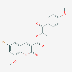 1-(4-methoxyphenyl)-1-oxopropan-2-yl 6-bromo-8-methoxy-2-oxo-2H-chromene-3-carboxylate