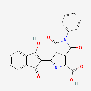molecular formula C22H14N2O6 B2741410 3-(1,3-二氧代-1,3-二氢-2H-茚-2-基亚)-4,6-二氧代-5-苯基辛氢吡咯并[3,4-c]吡咯-1-羧酸 CAS No. 321522-02-5