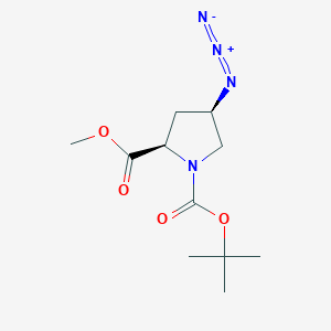 molecular formula C11H18N4O4 B2741412 (4R)-1-(tert-Butyloxycarbonyl)-4-azido-D-proline methyl ester CAS No. 185304-06-7