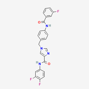 molecular formula C24H17F3N4O2 B2741427 N-(3,4-difluorophenyl)-1-(4-(3-fluorobenzamido)benzyl)-1H-imidazole-4-carboxamide CAS No. 1251623-12-7