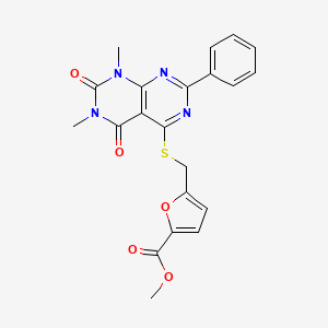 Methyl 5-(((6,8-dimethyl-5,7-dioxo-2-phenyl-5,6,7,8-tetrahydropyrimido[4,5-d]pyrimidin-4-yl)thio)methyl)furan-2-carboxylate