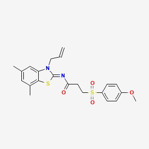 (E)-N-(3-allyl-5,7-dimethylbenzo[d]thiazol-2(3H)-ylidene)-3-((4-methoxyphenyl)sulfonyl)propanamide
