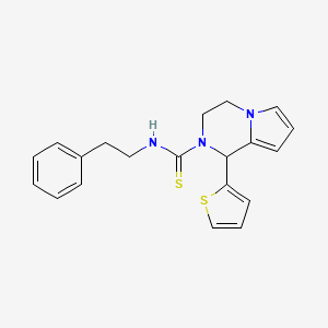 molecular formula C20H21N3S2 B2741445 N-phenethyl-1-(thiophen-2-yl)-3,4-dihydropyrrolo[1,2-a]pyrazine-2(1H)-carbothioamide CAS No. 393831-79-3