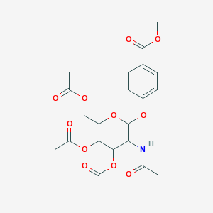 molecular formula C22H27NO11 B2741446 Methyl 4-{[4,5-bis(acetyloxy)-6-[(acetyloxy)methyl]-3-acetamidooxan-2-yl]oxy}benzoate CAS No. 1095321-81-5