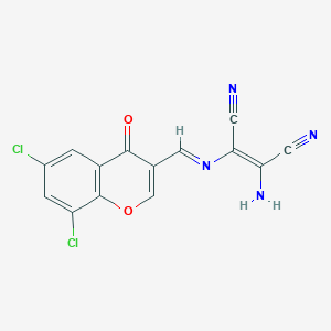 (Z)-2-amino-3-[(6,8-dichloro-4-oxochromen-3-yl)methylideneamino]but-2-enedinitrile