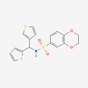 N-(thiophen-2-yl(thiophen-3-yl)methyl)-2,3-dihydrobenzo[b][1,4]dioxine-6-sulfonamide
