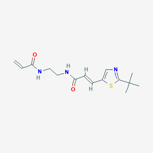molecular formula C15H21N3O2S B2741454 (E)-3-(2-叔丁基-1,3-噻唑-5-基)-N-[2-(丙-2-烯酰氨基)乙基]丙-2-烯酰胺 CAS No. 1385617-84-4
